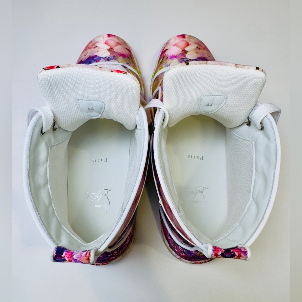 Christian Louboutin Blooming Orlato Abstract-print Silk High-top Trainers EU 44 - Picture 13 of 16